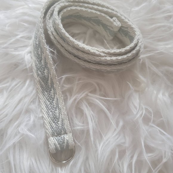 1" Sage and Cream Woven Canvas Belt - Picture 1 of 5
